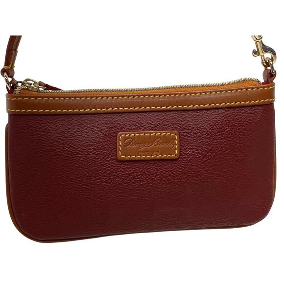 Dooney & Bourke Deep Red Textured Leather Zip Wristlet Handbag - Picture 1 of 9